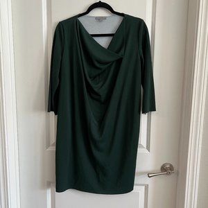 Green COS Long Sleeve Draped Front Dress Size Small